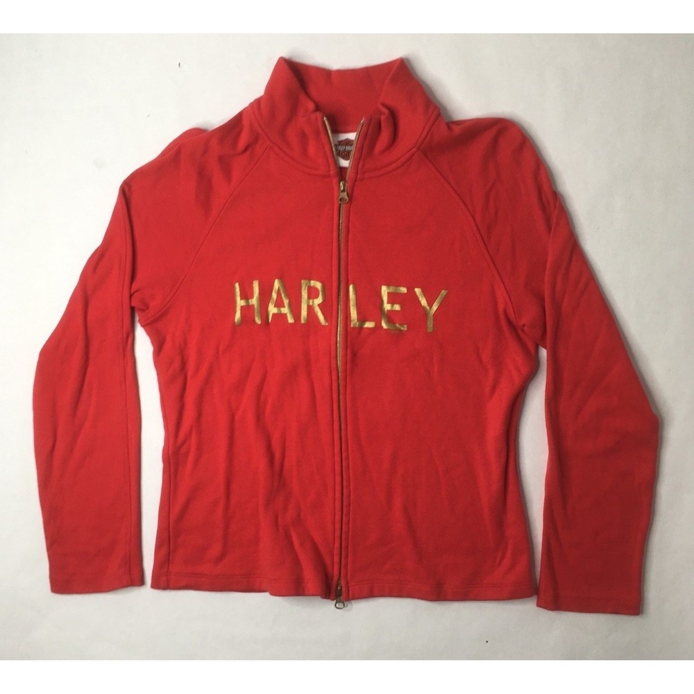 Harley Davidson Womens Full Zip Long Sleeve Red Small Jacket P